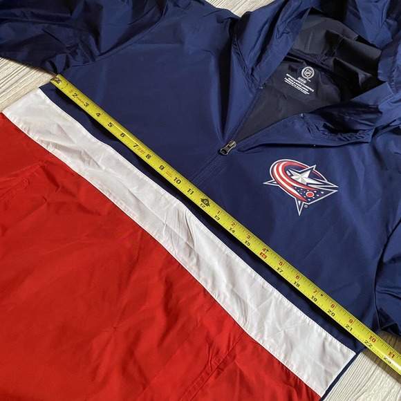 NHL Columbus Blue Jackets 1/4 Zip Pullover Windbreaker Mens M Pockets New - Picture 7 of 10